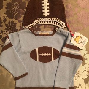 Infant Zubels football sweater and hat NWT!